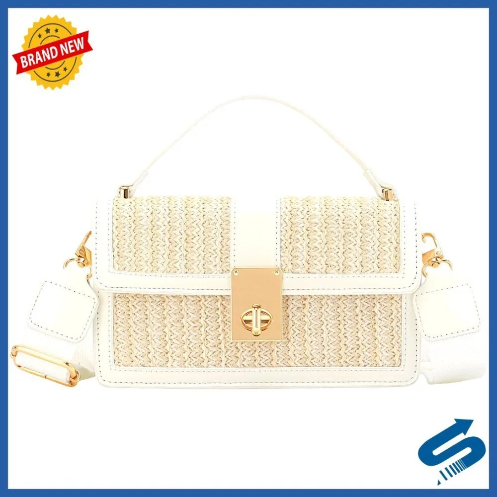 Straw Woven Crossbody Bag Boho Beach Purse Adjustable Strap Top Handle